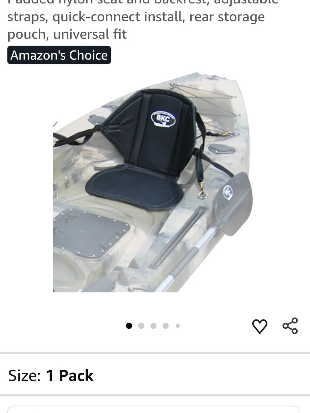 Brooklyn Kayak Seat Black Canvas
